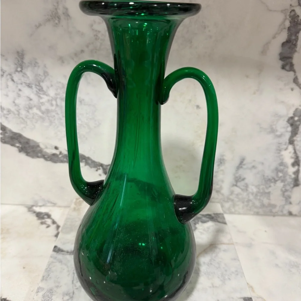 VTG Royal Leerdam Green Glass Vase
